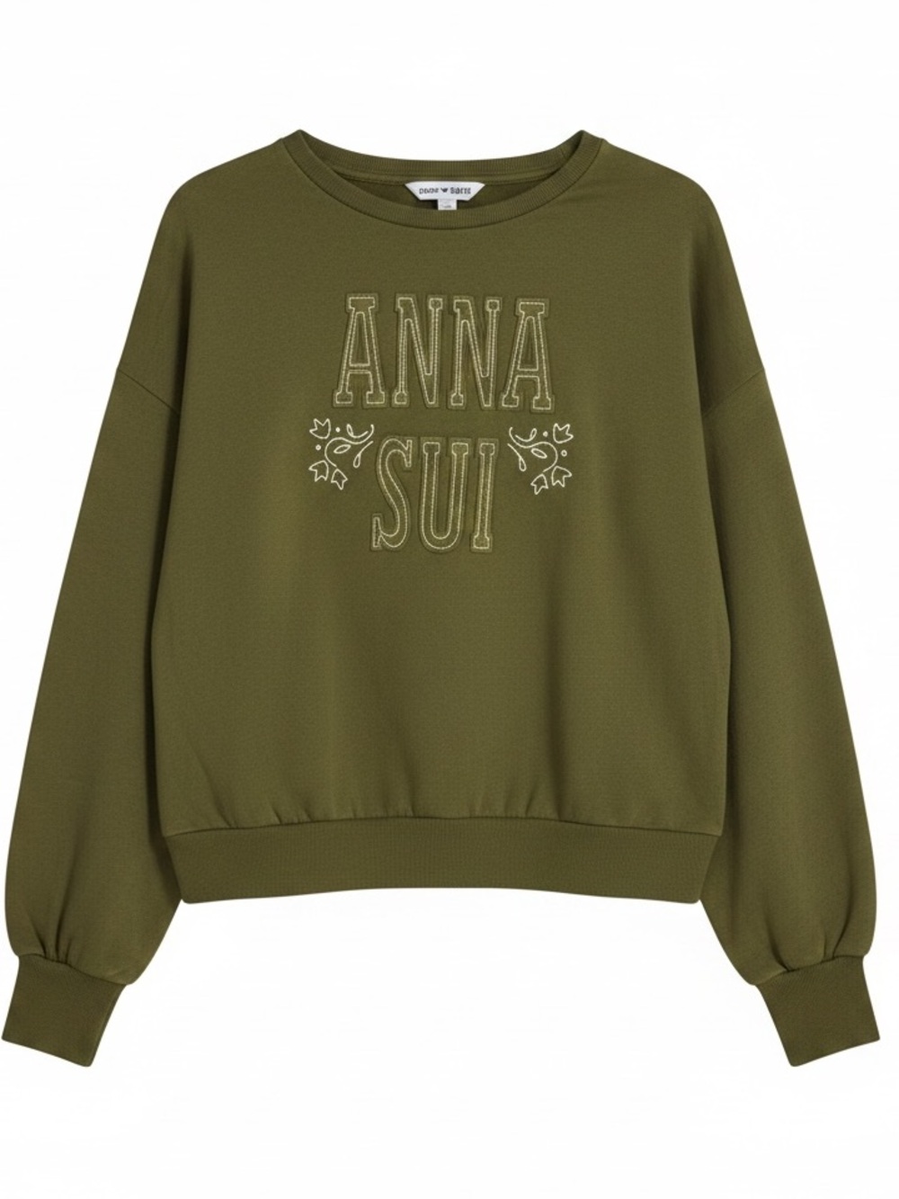 Old Navy x Anna Sui Green Embroidered Cropped Sweatshirt NWT Size Small
